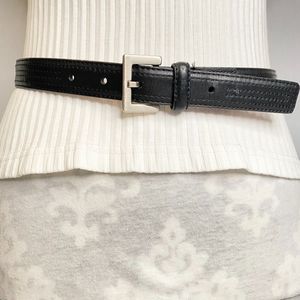Dockers Belt Medium Black Full Grain Leather Mulit Linear Stitch Detail